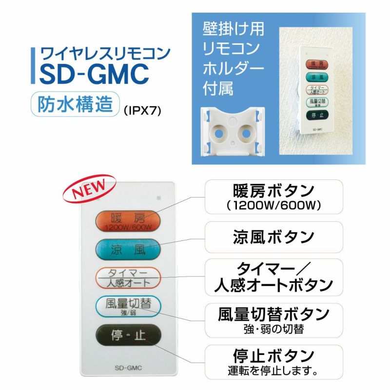 SDG-1200GSM 脱衣室/トイレ等壁面取付タイプ　注意事項あり